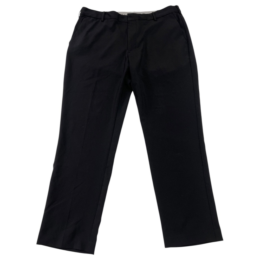 Van Heusen Flex Slim Men's Dress Pants 38x30 Black Office Business Flat Front
